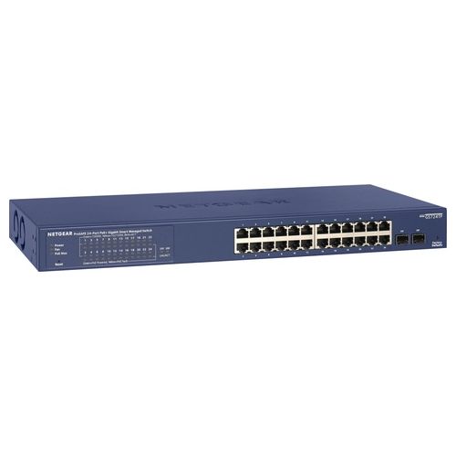 Netgear GS724TPv2 Switch intelligente 24 x 10/100/1000 (PoE+) + 2 x 1000Base-X SFP (uplink) montabile su rack PoE+ (190 W)