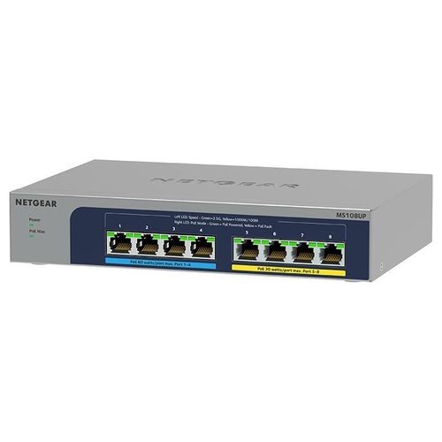Netgear MS108UP Switch Non Gestito 2.5G Ethernet 100/1000/2500 Supporto Power over Ethernet