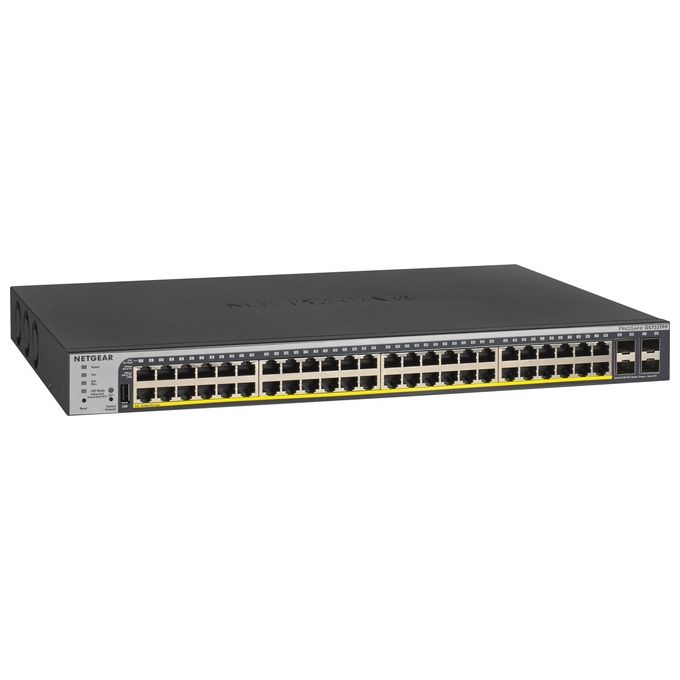 Netgear ProSafe Smart Pro Switch Gigabit PoE+ a 48 Porte 10/100/1000Mbit RJ45 PoE+ con Budget PoE di 760W e 4 Slot per Moduli Gigabit SFP/Mi