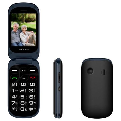 New Majestic Cellulare Sileno 52 Nero 2.8" Flip Gsm Dual Sim Sos Torcia