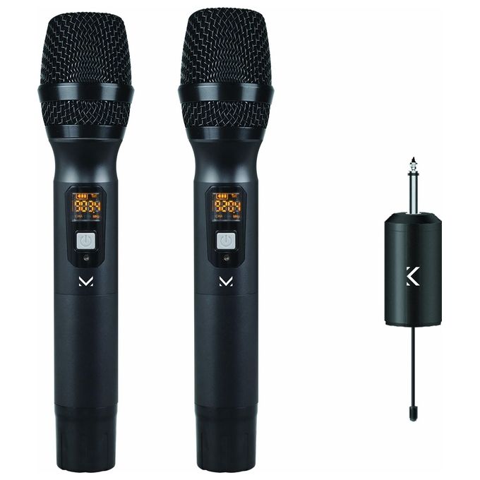 New Majestic Mic-720w Microfono Doppio Wireless Uhf con Ricevitore Ricaricabile