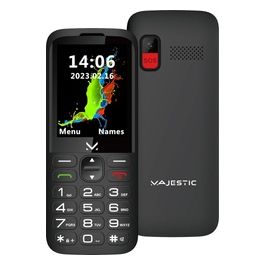 New Majestic SILENO 29 Senior Phone DUAL SIM 2.8” a Colori Torcia LED Tasto SOS Nero