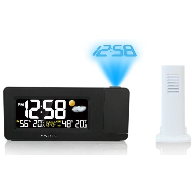 New Majestic Stazione Meteo Wt-249 Sveglia Temperatura Interna-Esterna Proiezione Sensore Wireless