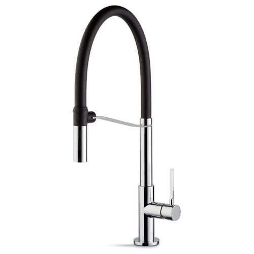 Newform, Miscelatore Lavello Monocomando Maki, Cromo/Nero, Bocca Girevole e Orientabile