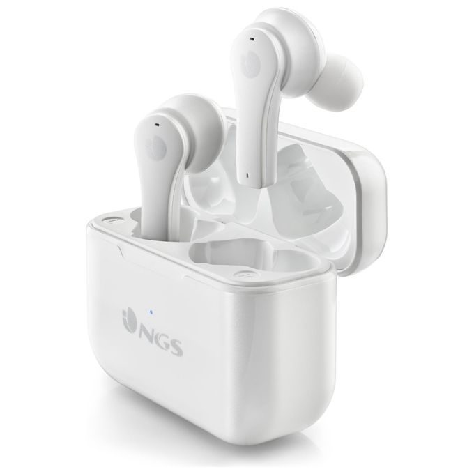 Image of NGS BT ARTICA BLOOM WHITE - Auricolari senza fili, compatibili con TWS e Bluetooth fino a 24 ore, comandi touch, USB Type-C, base di ricarica, bianco