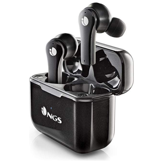 Ngs BT ARTICA BLOOM BLACK - Auricolari senza fili compatibili con TWS e Bluetooth fino a 24 ore comandi touch USB Type-C base di ricarica nero