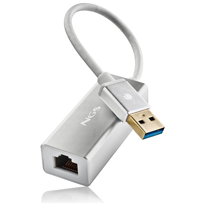 NGS HACKER 3.0 Adattatore di Rete da Usb 3.0 a RJ45 per Pc e Laptop 15cm