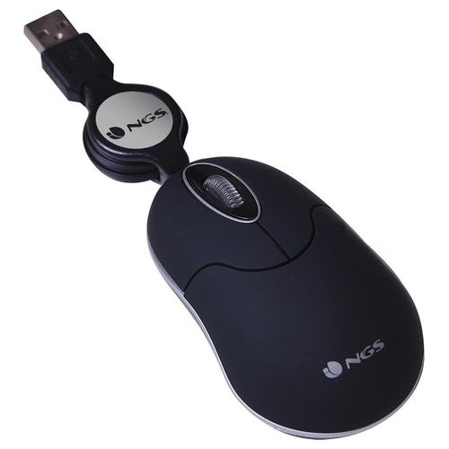 Mouse usb 3 Tasti 1000dpi cavo Retrattile Colore nero