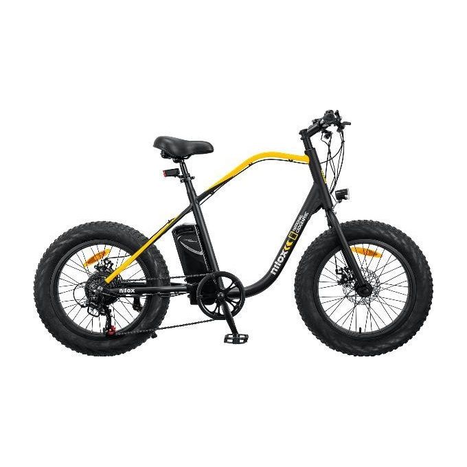 Nilox E-Bike J3 National Geographic Bici Elettrica a Pedalata Assistita Motore Brushless High Speed da 250W e Batteria LG da 36 V Ruote 20” Fat e Cambio Shimano a 7 Marce