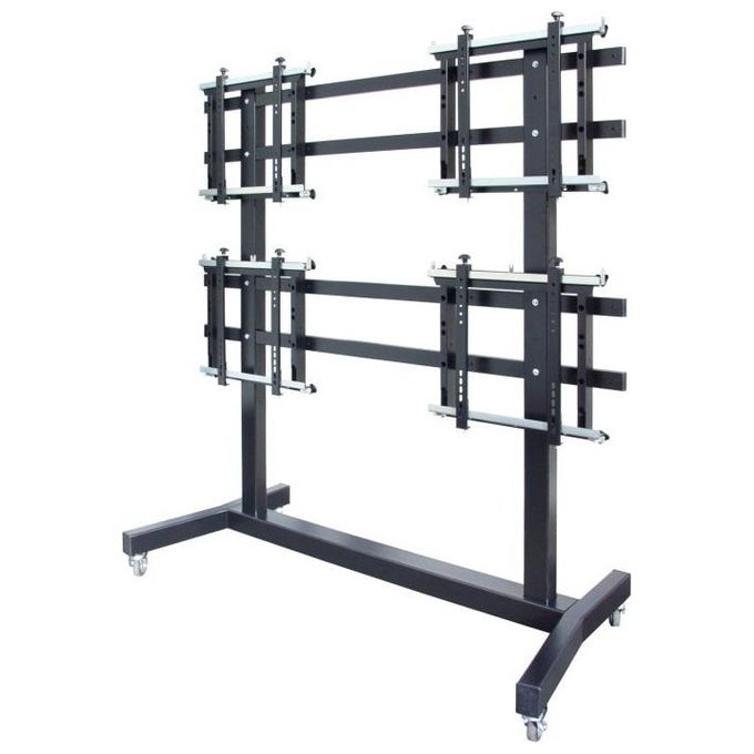 Nilox Itb Om07095 Base Da Pavimento per Tv a Schermo Piatto 55'' Banco A Rotelle per Monitor Portatili a Schermo Piatto Nero