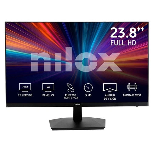 Nilox NXM24FHD11 Monitor Gaming FullHD 24 Pollici, Frequenza 75Hz, Tempo di Risposta 5ms, Ingressi HDMI e VGA, Monitor PC con Retroilluminazione LED e Angolo di Visione 178°