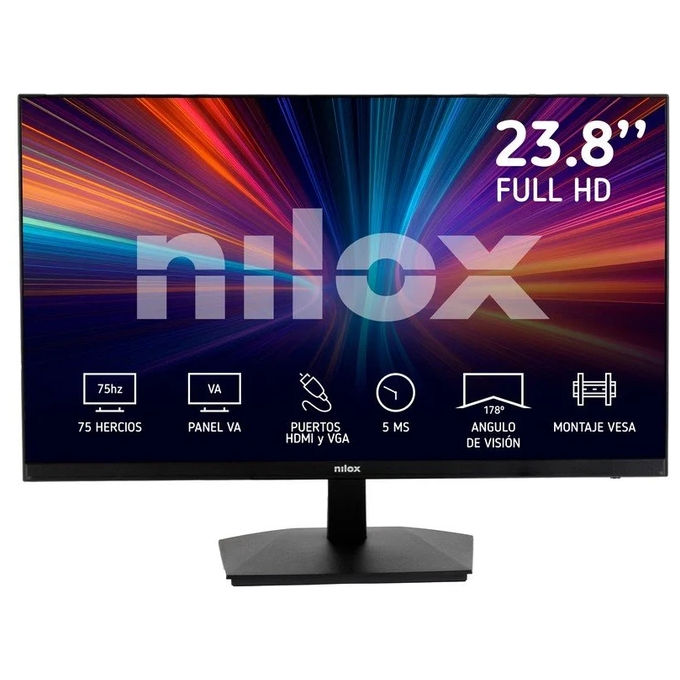 Nilox NXM24FHD11 Monitor Gaming FullHD 24 Pollici, Frequenza 75Hz, Tempo di Risposta 5ms, Ingressi HDMI e VGA, Monitor PC con Retroilluminazione LED e Angolo di Visione 178°