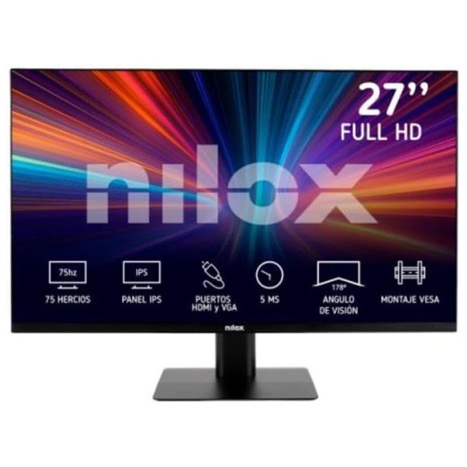 Nilox Monitor NXM27FHD11 FullHD 27 Pollici, Frequenza 75Hz, Tempo di Risposta 5ms, Ingressi HDMI e VGA, Monitor PC con Retroilluminazione LED e Angolo di Visione 178°
