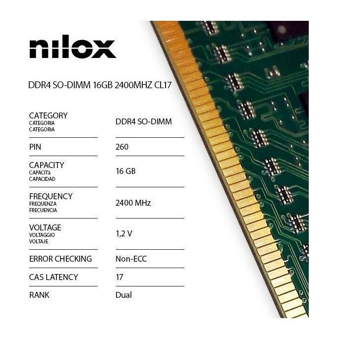 Nilox NXS162400M1C17 Memoria Ram Ddr4 So-Dimm 16Gb 2400mhz cl17