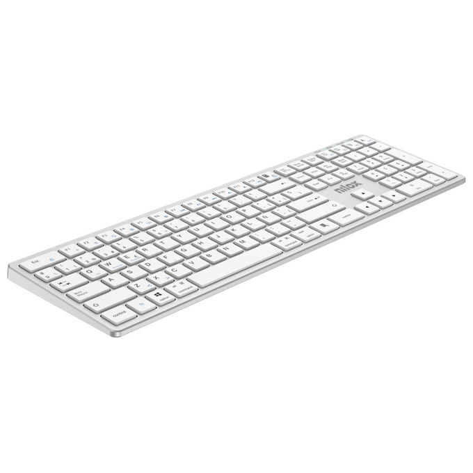 Nilox NXKBWI1S Tastiera in alluminio Dual Wireless e BT Argento