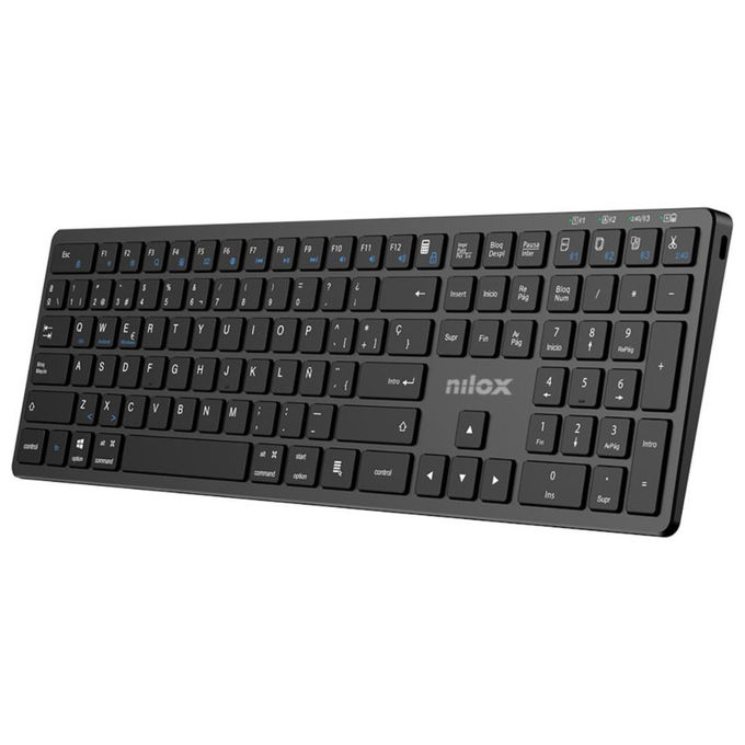 Nilox NXKBWI1B Tastiera in alluminio Dual Wireless e BT Batteria integrata