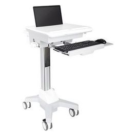 Workstation Ergonomica Notebook Carrello e Supporto Multimediale Argento/Bianco