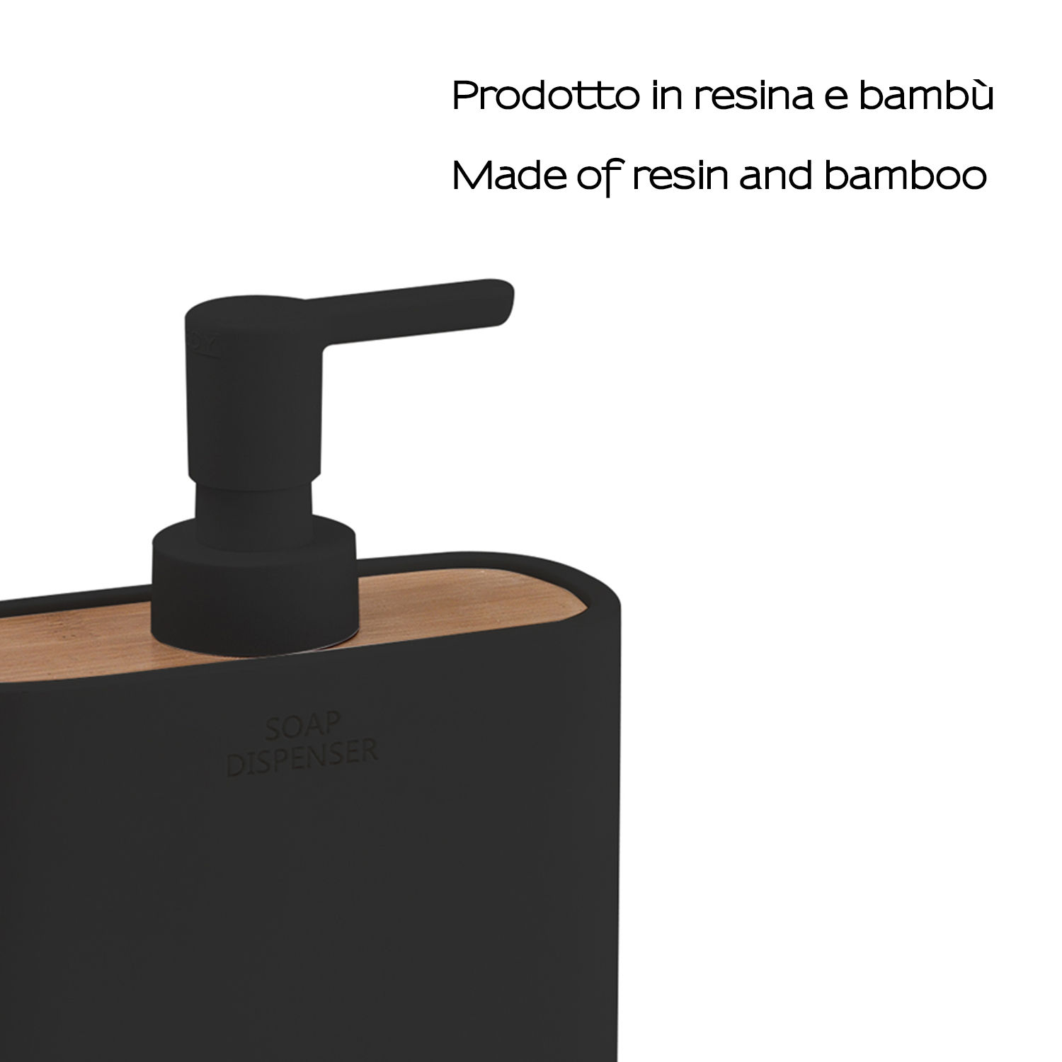 SET ACCESSORI BAGNO 2 PZ. NERO IN RESINA E BAMBU