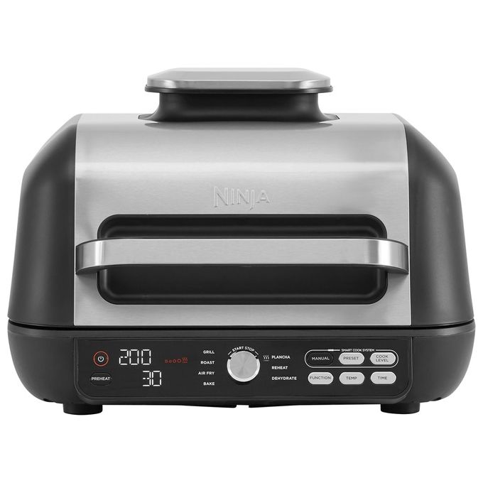 Ninja Foodi MAX PRO Griglia, Piastra e friggitrice ad aria Health Grill 7 funzioni di cottura 2 piastre, 3,8 lt argento/nero