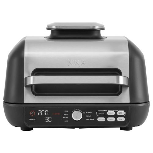 Ninja Foodi MAX PRO Griglia, Piastra e friggitrice ad aria Health Grill 7 funzioni di cottura 2 piastre, 3,8 lt argento/nero