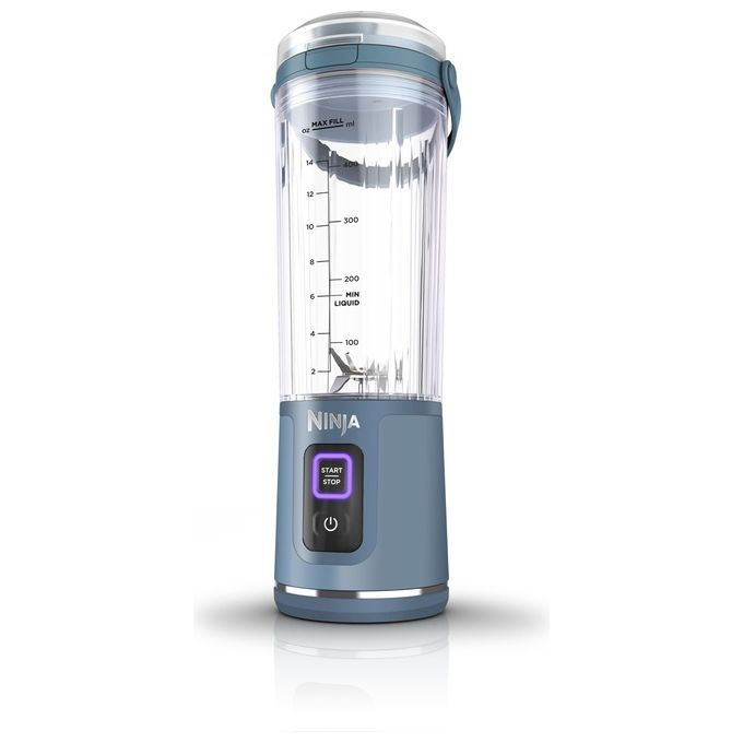 Blast frullatore portatile, 530 ml, con coperchio e beccuccio, mini frullatore senza fili, ricaricabile, per frullati, trita ghiaccio e frutta congelata, blu denim