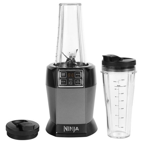 Ninja BN495EU Frullatore con Auto-iQ 1000W 2 Bicchieri da 700ml Nero/Argento