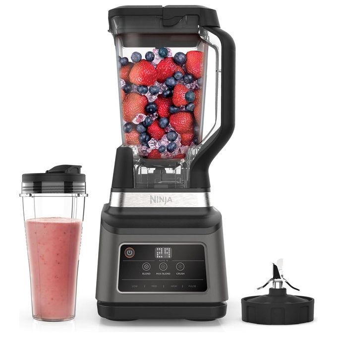 Ninja BN750EU Frullatore 2-in-1 con Auto-iQ 1200 W Caraffa da 2.1 L bicchiere da 0.7 Litri Nero/Argento