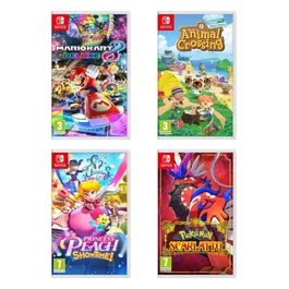 Switch Games Pack 1: Mario Kart 8 Deluxe + Animal Crossing: New Horizons + Pokemon Scarlatto + Princess Peach Showtime!