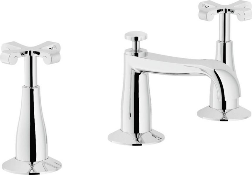 Nobili Rubinetteria Carlos 211/1 Batteria Lavabo 3 Fori Con Scarico Cromo