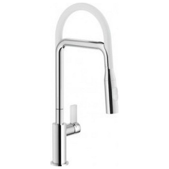 Nobili Rubinetteria Flag 96400 Miscelatore Lavello Con Guaina Bianca Cromo