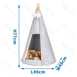 Tenda per gatti con struttura in legno massello Grigio