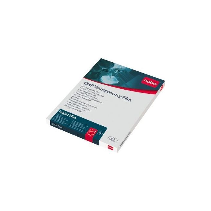 Nobo 33634668 Lucidi per Stampanti Inkjet 50 fogli A4 con Banda Rimovibile colore Trasparente