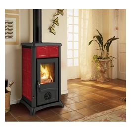 Nordica 7111600 Stufa a Legna Gemma con Rivestimento Esterno in Maiolica 6 kw Bordeaux