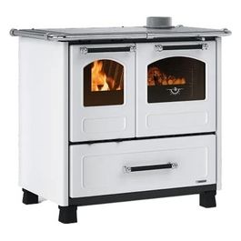 Nordica Family 4,5 Dx Cucina a Legna Rivestimento Esterno in Acciaio Porcellanato Bianco