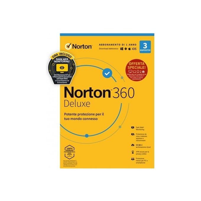Norton 360 Deluxe 2022 Attach 25Gb It 1 User 3 Device 12mo Generic Attach Rsp Mm Gum