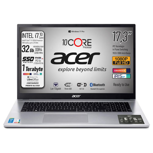Notebook Aspire 17 Intel Core i7 16GB RAM 512GB SSD
