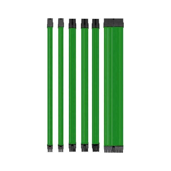Noua Anix Kit Cavi Prolunga Estensione per Alimentatore Sleevato in Nylon con Pettini 300mm Verde