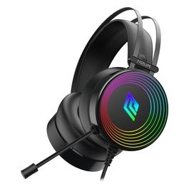 Noua Crux Cuffie Gaming Over-Ear con Driver da 50mm USB Audio Jack da 3.5mm con Controllo Volume Microfono Flessibile Omnidirezionale Illuminazione Rainbow