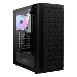 Noua Oryx M4 Nero Case ATX per PC Gaming, Supporta E-ATX, 0.50MM SPCC USB 3.0 Ventola RGB Rainbow Frontale a Forma Esagonale & Pannello Laterale in Vetro Temperato (AxPxL: 451x392x201 mm)