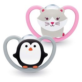 Succhietto Space Monochrome Silicone 6-18M 2 Pezzi per il Comfort del Tuo Bambino