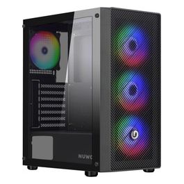 Rodan R603 Nero Case PC Gaming Mid Tower ATX Micro-ATX mini-ITX 4 Ventole LED ARGB Indirizzabile da 120mm Preinstallate - Frontale Mesh e Pannello Laterale in Vetro Temperato
