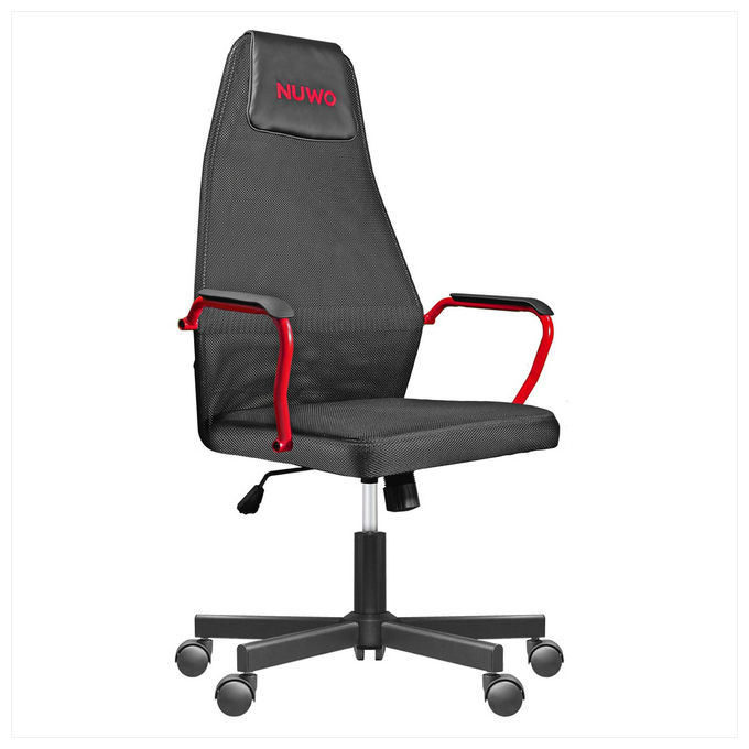 Nuwo Sedia Gaming Grid Ergonomica Rosso e Nero Regolabile