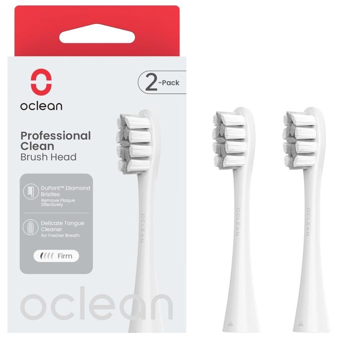 OCLEAN Testine di Ricambio Professional Clean Set da 2 Pezzi Bianco per Spazzolini Elettrici Cura del Corpo