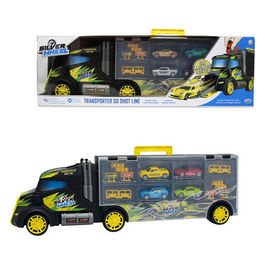Modello Silver Wheel Camion Transporter 50 Shot Line con 4 Auto