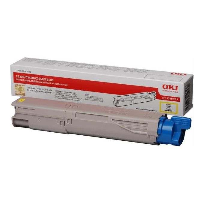 OKI 43459329 Cartuccia Toner Originale Resa 2500 Pagine Tecnologia Stampa Laser compatibile con OKI C3300 C3400 C3450 C3600 colore Giallo