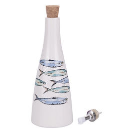 Oliera in ceramica 530 ml, tappo in sughero e beccuccio in metallo salva goccia, Paranza