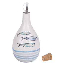 Oliera in ceramica 875 ml, tappo in sughero e beccuccio in metallo salva goccia, Paranza
