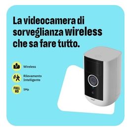 by Netatmo, Videocamera di Sorveglianza Esterna e Interna wireless 2K, visione 140°, IP65, SD/Cloud 64 GB, rilevamento movimenti/persone, batteria 9600mAh, audio bidirezionale, OWC-01