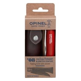 Coltellino No. 08 con Custodia in Pelle Sintetica Rosso