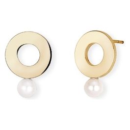 2JEWELS Orecchini in acciaio 316L ipoallergenico e Pvd Gold con shell pearl